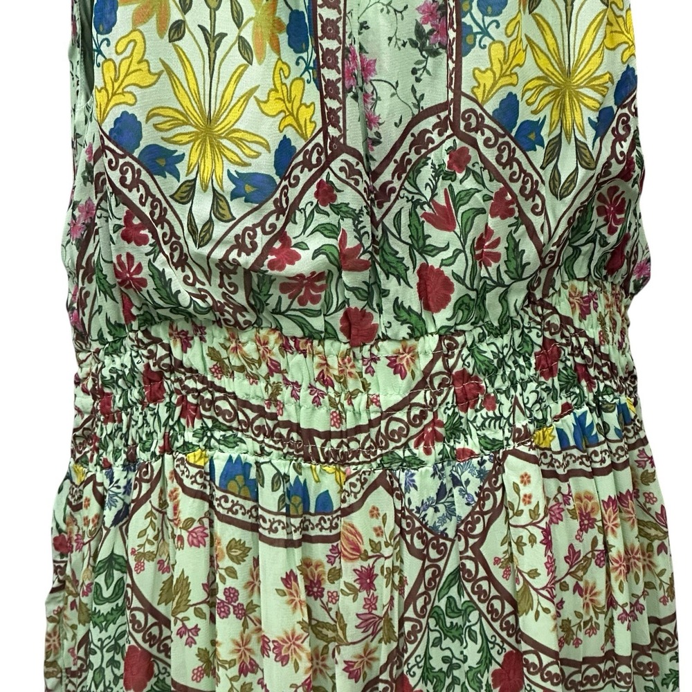 Anthropologie The Somerset Halter Maxi Dress Size XL Green Floral Smocked Tiered - Picture 7 of 14